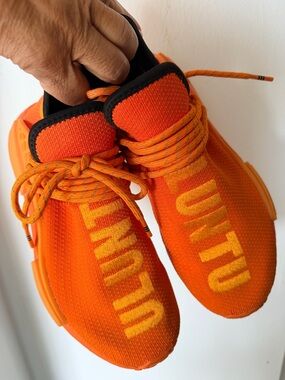 adidas Black Knit Slip-On Sneaker with Orange Insole Accent